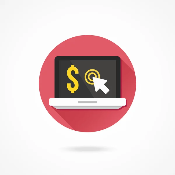 Laptop internet inkomsten betalen per klik concept — Stockvector