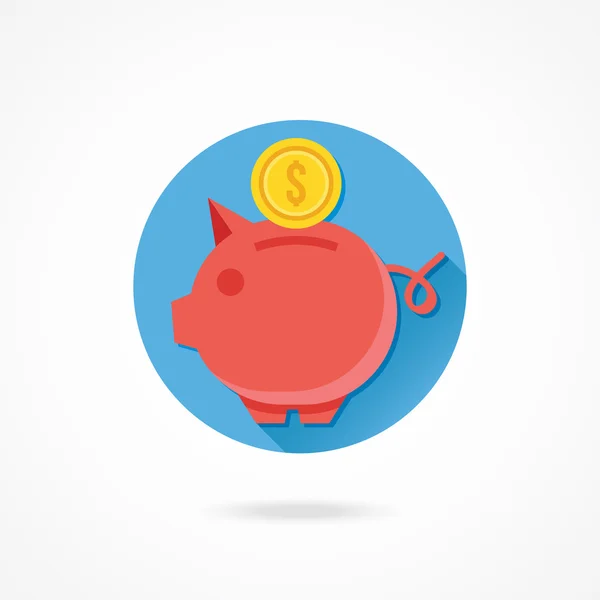 Piggy Bank and Gold Coin — Stock Vector