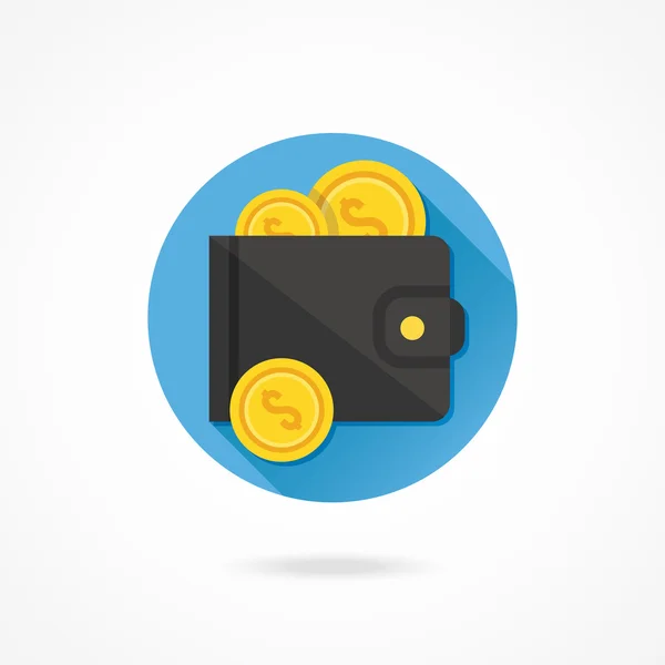 Portefeuille en gouden munten — Stockvector