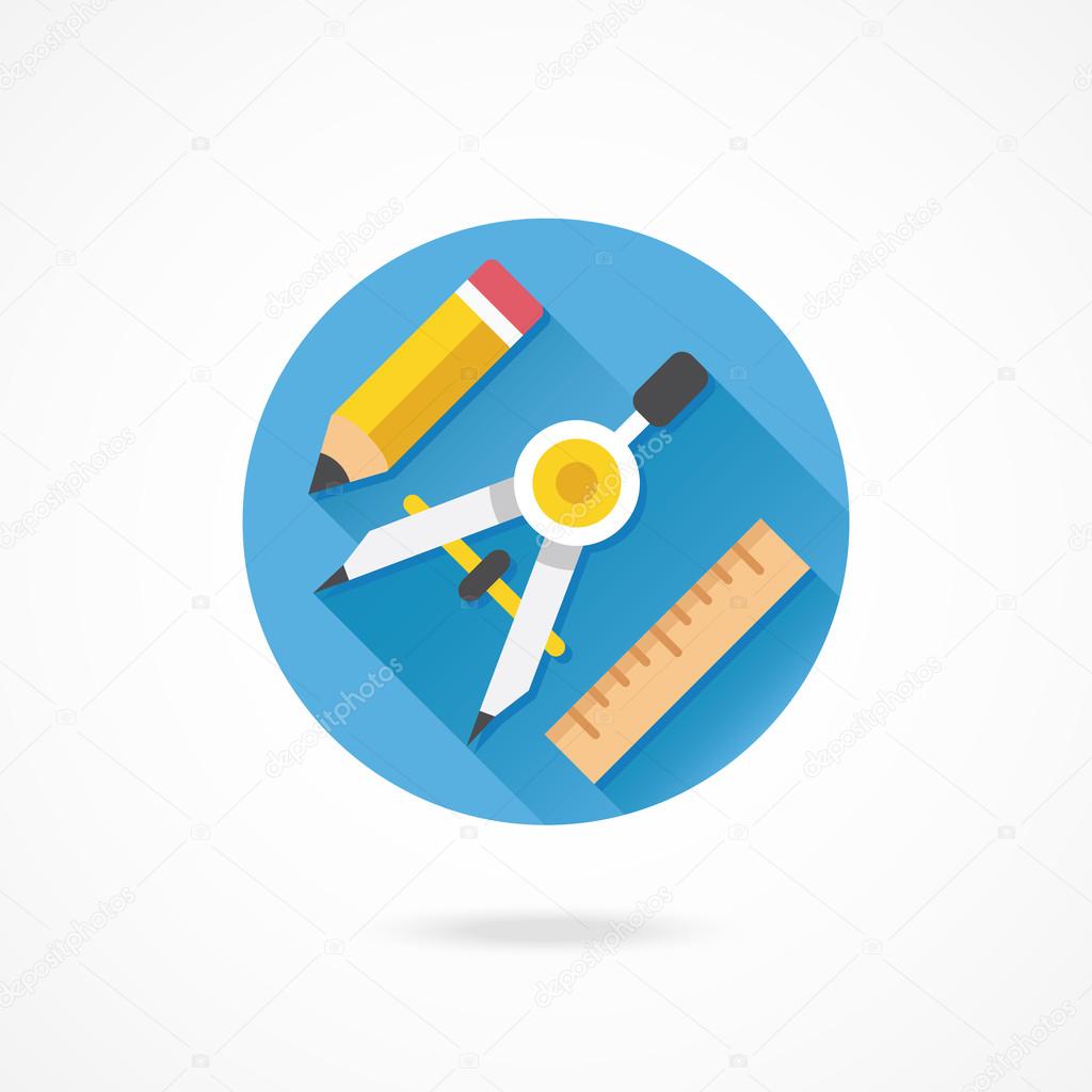 Compasses for drawing ruler and pencil Royalty Free Vector