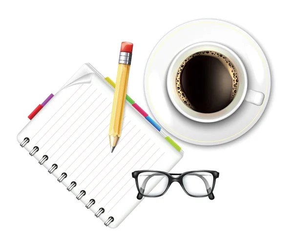 Tasse à café et carnet — Image vectorielle