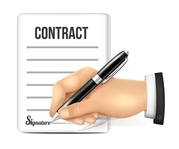 Hand tecken kontrakt — Stock vektor