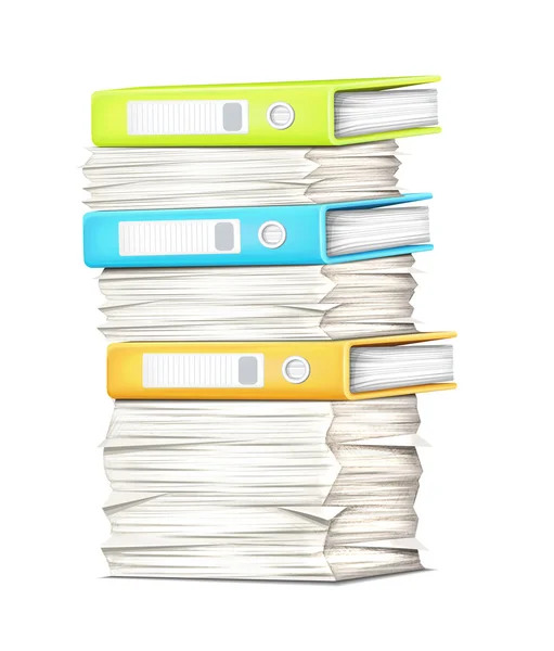 Pile Papers and Binders — Stock Vector