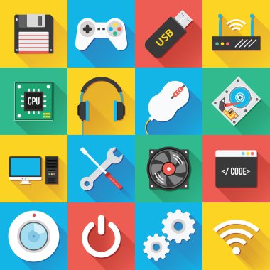 web ve mobil uygulamalar için modern düz simgeler 3 set