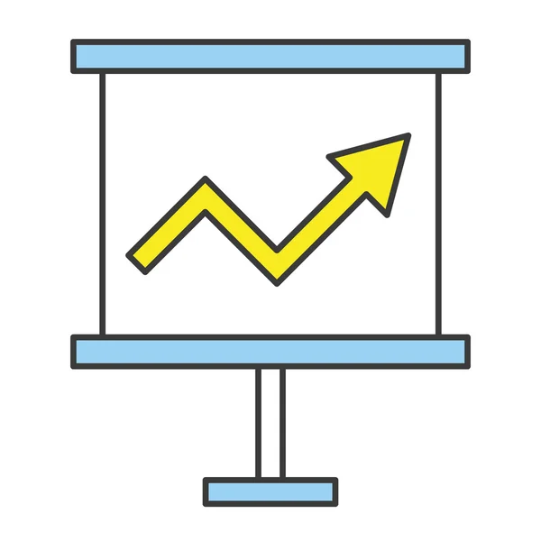 Vector Flat Line Design Concept Företag Växande diagram Presentation Board Ikon — Stock vektor