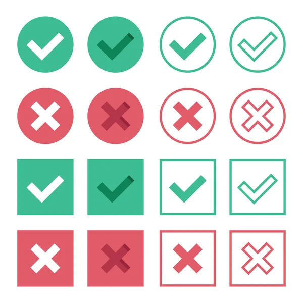 Set vettoriale di icone dei segni di controllo di progettazione piatta — Vettoriale Stock