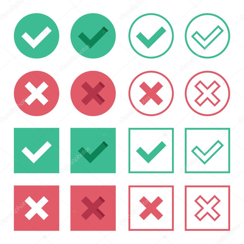 Vector Set of Flat Design Check Marks Icons