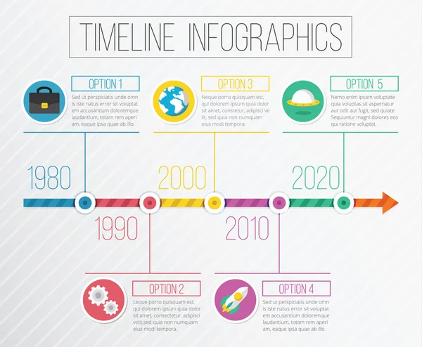 Vector platte tijdlijn infographics — Stockvector