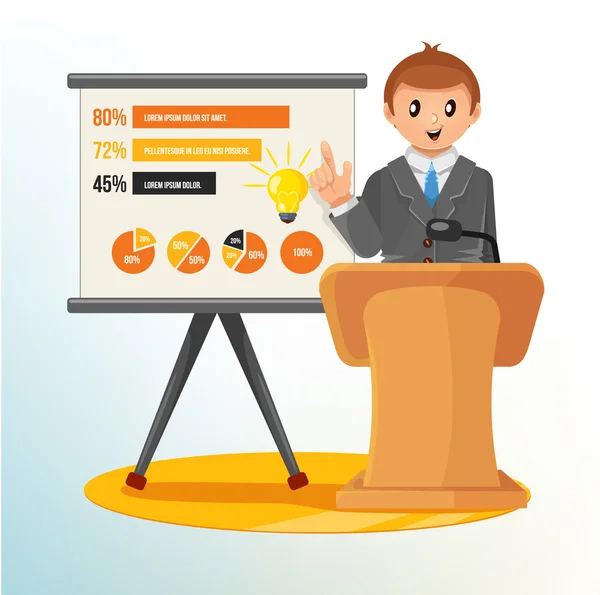 Businessman Making a Presentation. Vector Illustration — Stock Vector