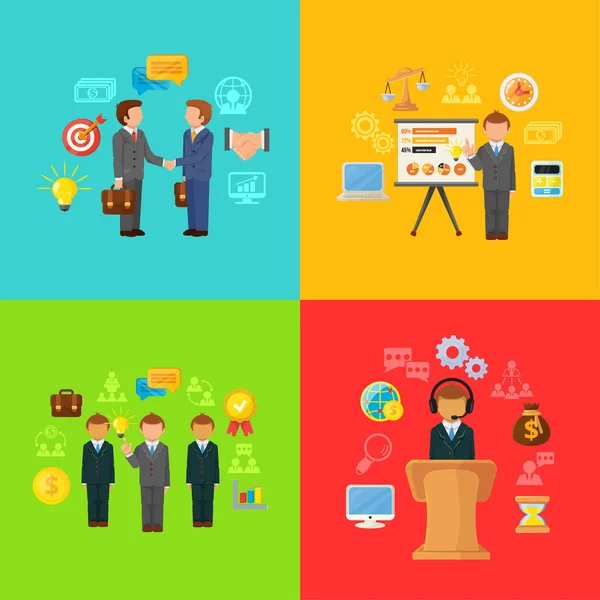 Vector business concept iconen set van partnerschap — Stockvector