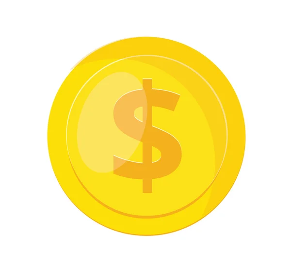 Vector Gold CoinbDollarbIcono plano — Vector de stock