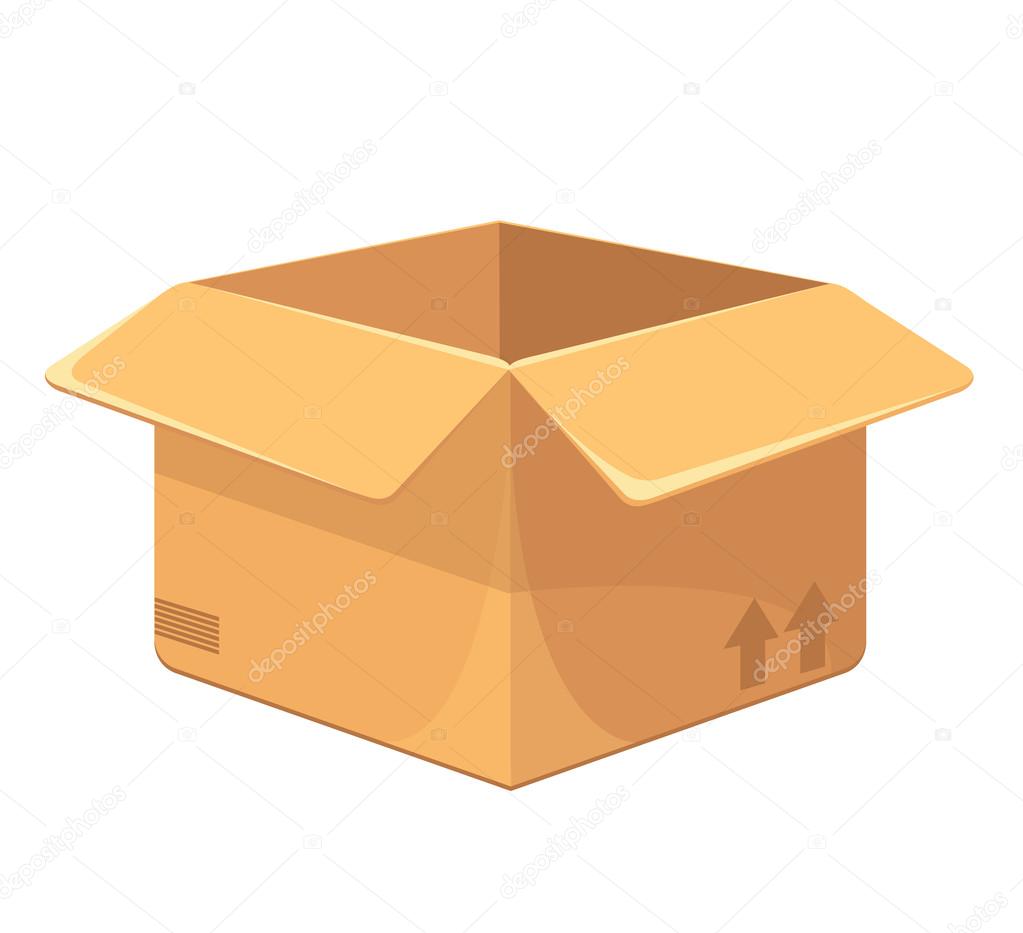 Vector Opened Carton Box Flat Icon