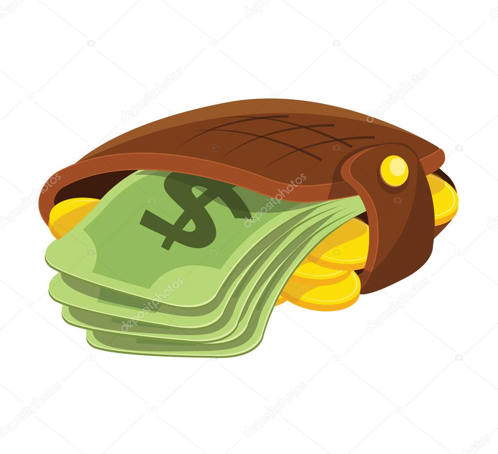 Vector Wallet and Money Flat Icon