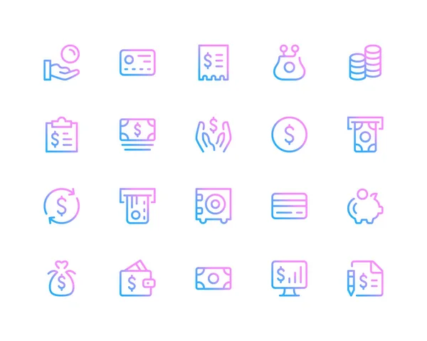 Иконки Финансовой Линии Финансовые Концепции Денежные Пиктограммы Набор Современных Набросков Стоковый вектор