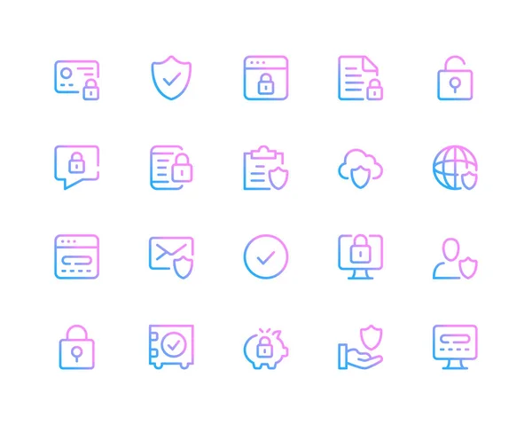 Ikony Linii Ochrony Danych Bezpieczeństwo Komputerowe Koncepcje Cyberbezpieczeństwa Zestaw Nowoczesnych Ilustracja Stockowa