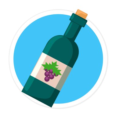 düz şişe şarap vektör yuvarlak simge