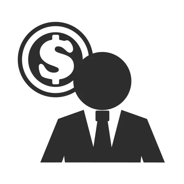 Business Man and Money Black Icon — Stock Vector