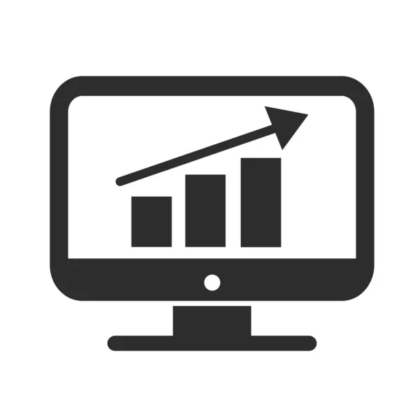 Graphique d'affaires vectoriel sur l'icône noire d'affichage — Image vectorielle