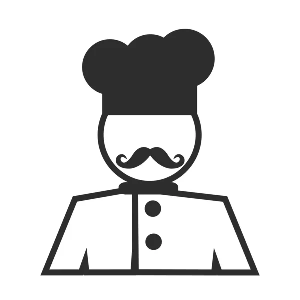 Vector plano Chef Icono Negro — Vector de stock