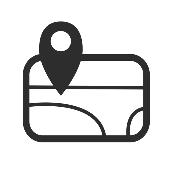 Mapa vectorial con etiqueta Icono Negro — Vector de stock