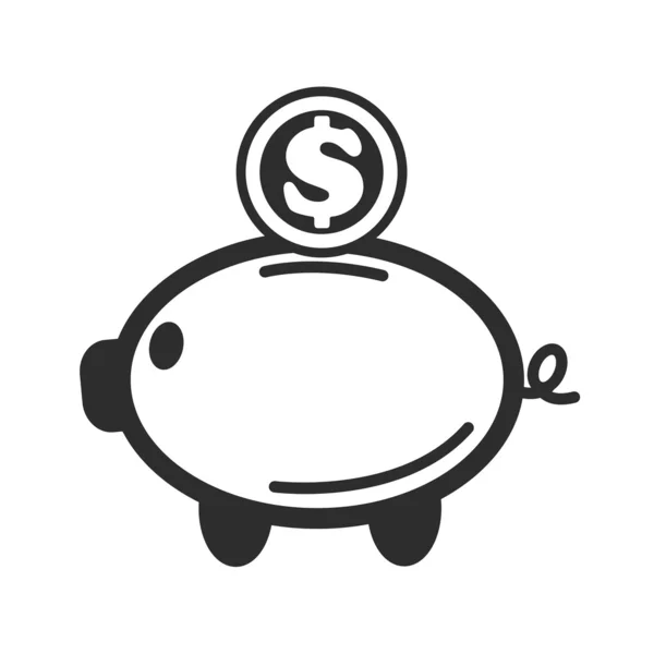 Vector moneybox zwart pictogram — Stockvector