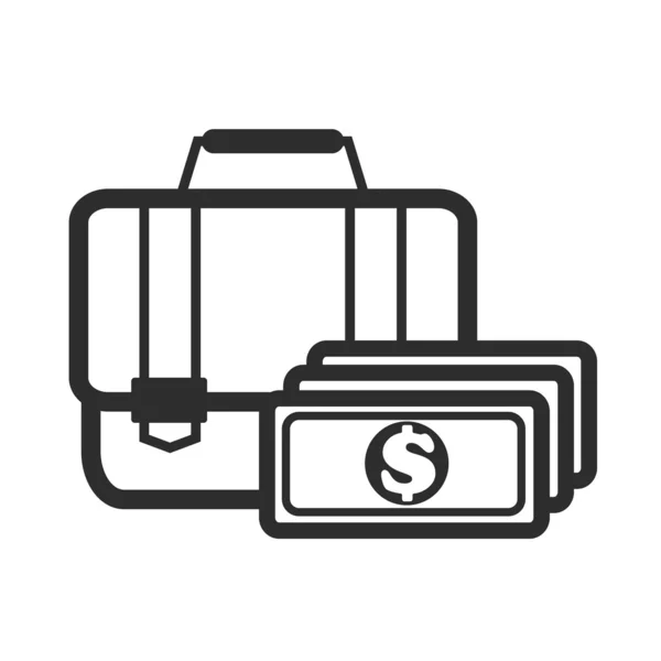 Suitcase with Money Black Icon — Stock Vector