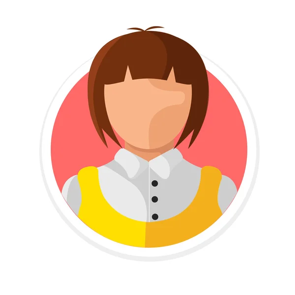 Vector vrouw avatar platte ronde pictogram — Stockvector