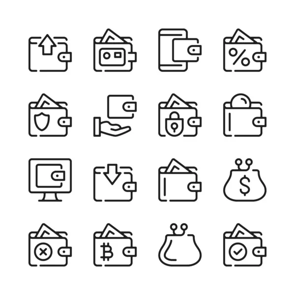 Wallet Line Icons Set Modern Graphic Design Concepts Simple Outline — Stock Vector