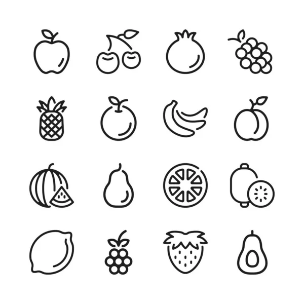 Conjunto Iconos Línea Frutas Conceptos Diseño Gráfico Moderno Colección Elementos — Archivo Imágenes Vectoriales