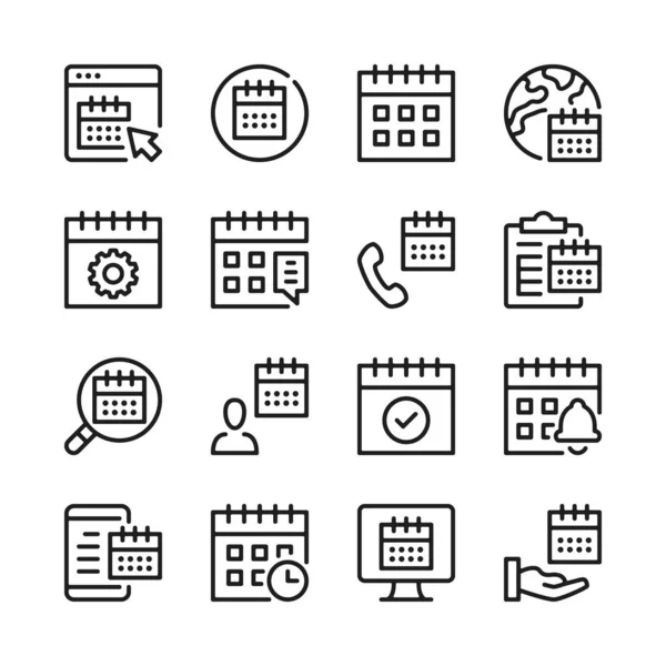 Symbole Für Die Kalenderzeile Festgelegt Moderne Grafik Design Konzepte Einfache — Stockvektor