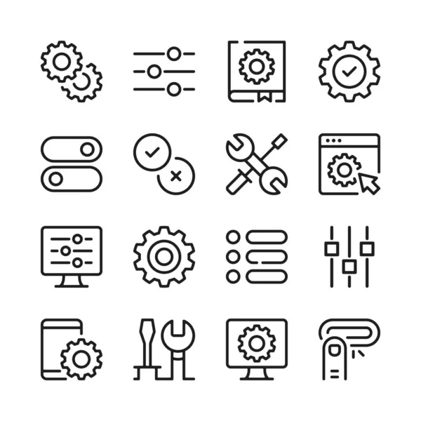 Conjunto Iconos Línea Configuración Conceptos Diseño Gráfico Moderno Colección Elementos — Vector de stock