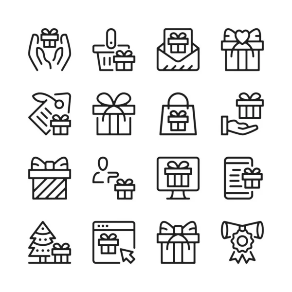 Gift Line Iconen Ingesteld Modern Grafisch Ontwerp Concepten Eenvoudige Schets — Stockvector