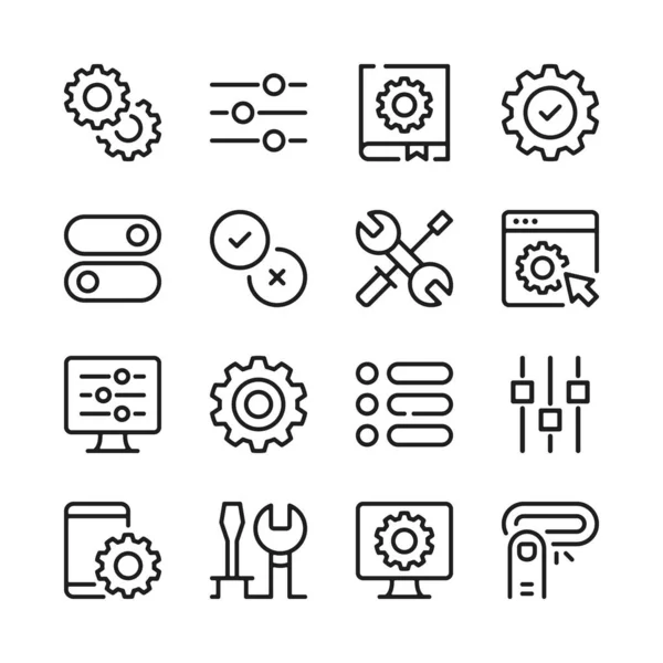 Settings Line Icons Set Modern Graphic Design Concepts Simple Outline Royalty Free Stock Illustrations