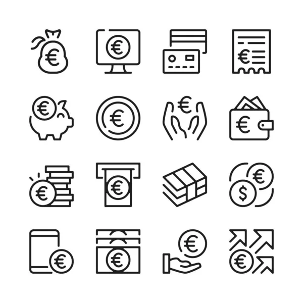 Euro Line Icons Set Modern Graphic Design Concepts Simple Outline Vector Graphics