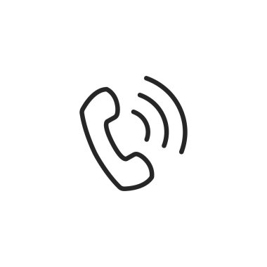 Vektör telefon çağrı simgesi. Kaliteli grafik tasarım elementi. Modern işaret, doğrusal piktogram, dış hat sembolü, basit ince çizgi simgesi
