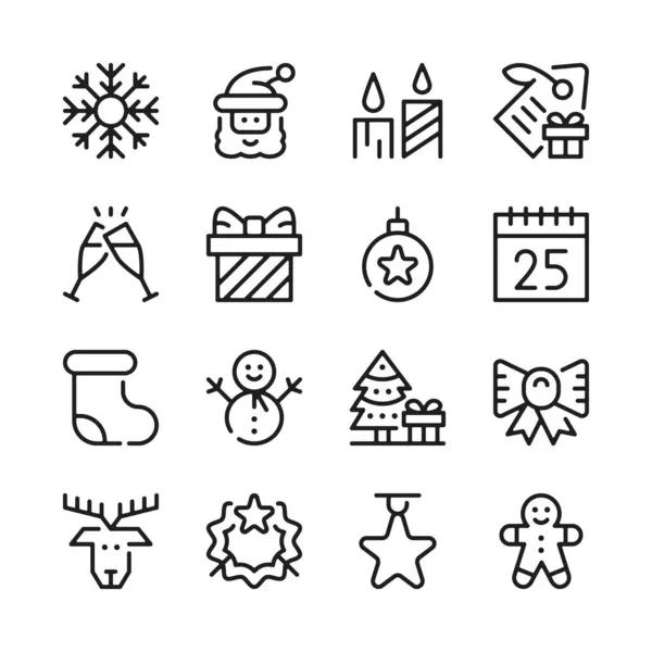 Ícones Linha Natal Definidos Conceitos Design Gráfico Moderno Coleção Elementos — Vetor de Stock