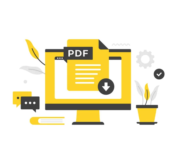 Документ Pdf Плоска Векторна Ілюстрація Звантажити Файл Pdf Документ Екрані — стоковий вектор