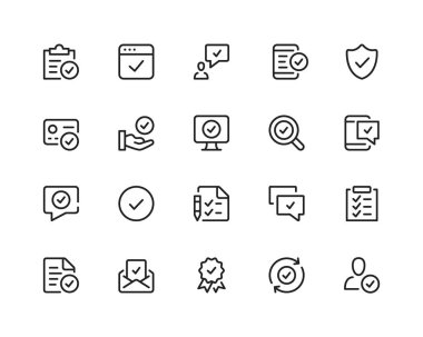 Approve line icons. Check mark, checkmark, tick. Outline symbols set. Thin line design graphic elements collection. Modern style concepts. Vector line icons set clipart