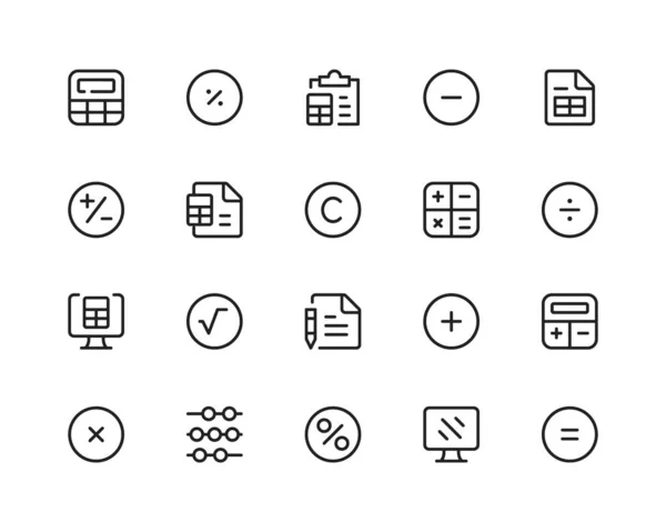 Calculator Line Icons Arithmetic Operations Mathematics Outline Symbols Set Thin Jogdíjmentes Stock Illusztrációk