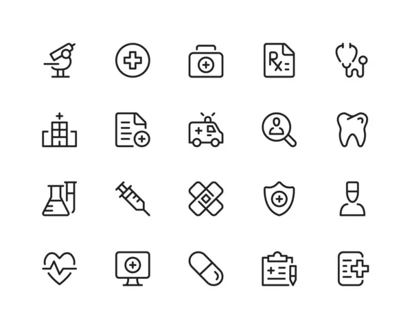 Healthcare Line Icons Medical Health Concepts Outline Symbols Set Thin Gráficos De Vetores