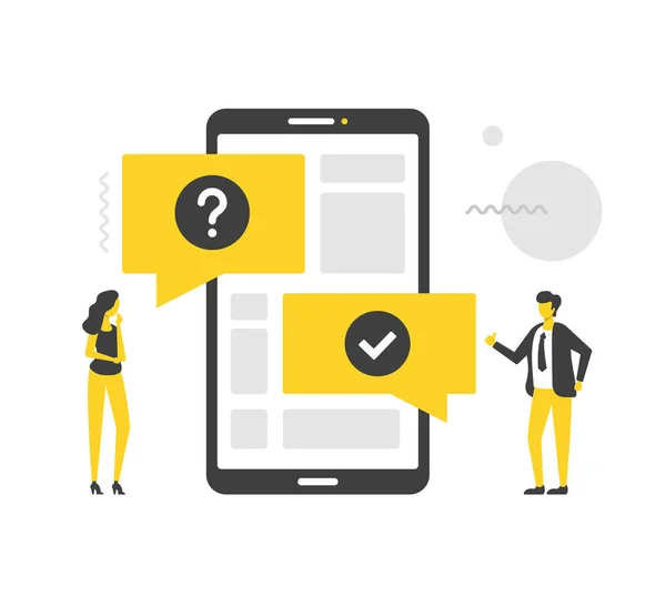 Charla Mensajes Texto Ilustración Vectorial Plana Atención Cliente Personas Teléfono — Vector de stock