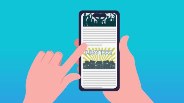 Animation Showing Protest Cellphone — Stock Video