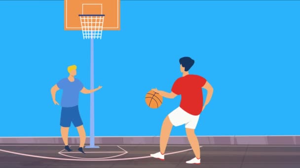 Dos Hombres Jugando Baloncesto — Vídeos de Stock