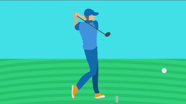 Homme Marquant Des Points Utilisant Club Golf — Video