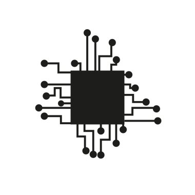 Çip işlemci simgesi bilgisi düz biçimde izole edildi. Vektör illüstrasyonu.