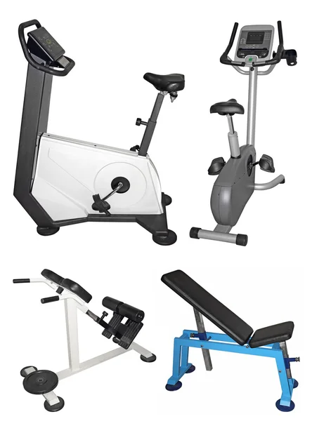 Stationary bike and bench — Stock Photo, Image