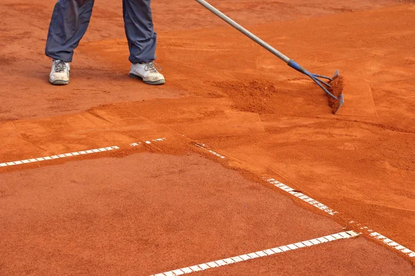Voorbereiding Tennisbaan — Stockfoto