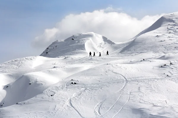 Cztery snowboardzistów — Zdjęcie stockowe