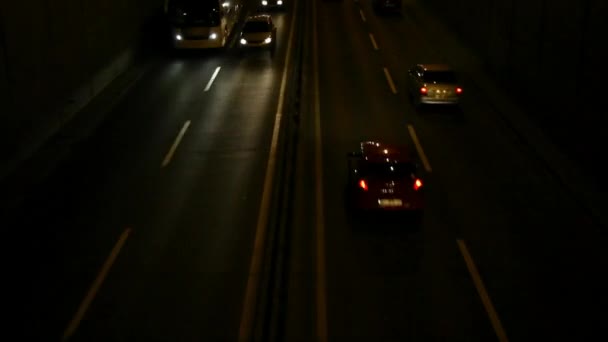 Nacht auto rijden — Stockvideo