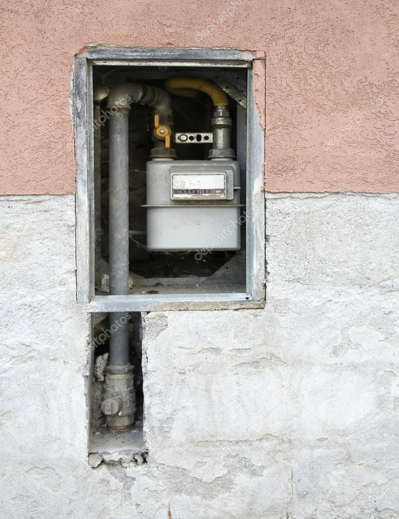 Gas meter on the wall